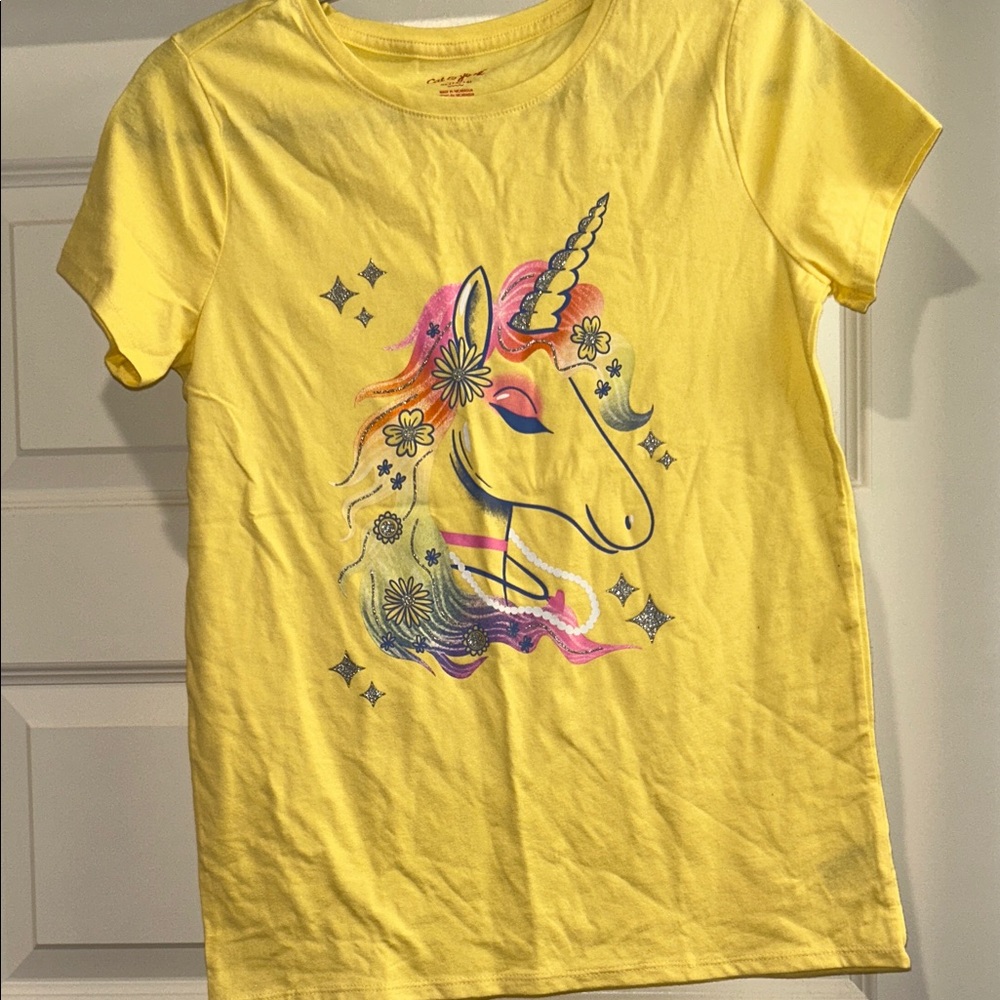 Cat & Jack Yellow Unicorn Short Sleeve Tee